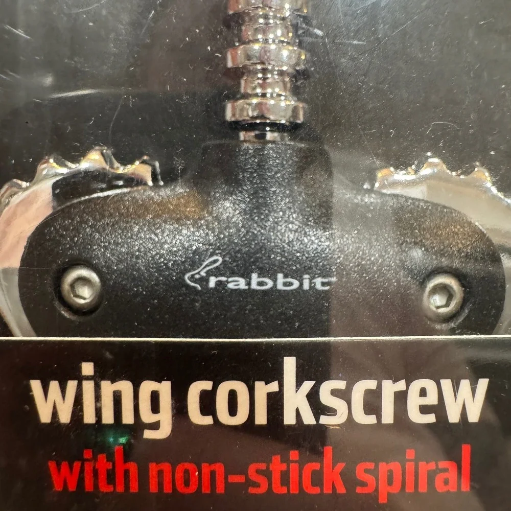 Rabbit Barware Wing Corkscrew with Non-Stick Spiral Metrokane W4041 Black Chrome